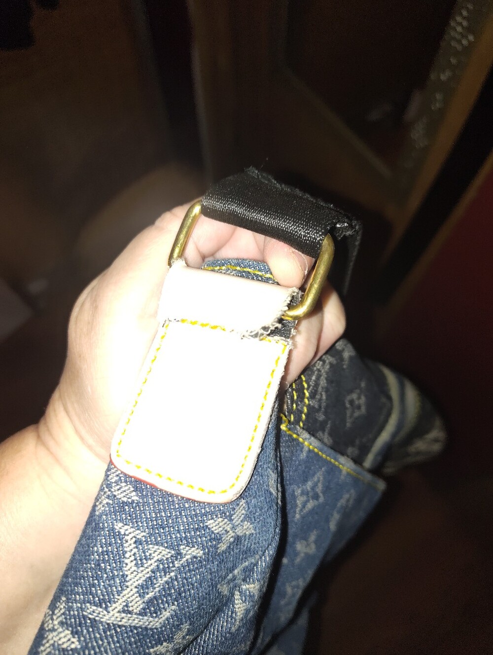 Louis Vuitton Patchwork Denim Messenger Bag in Blue and Black with Gold Hardware - Picture 5 of 6